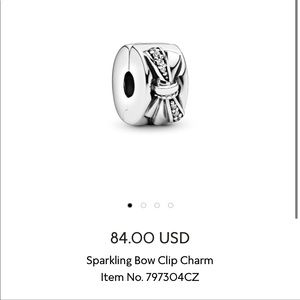 Pandora sparkling bow clip charm